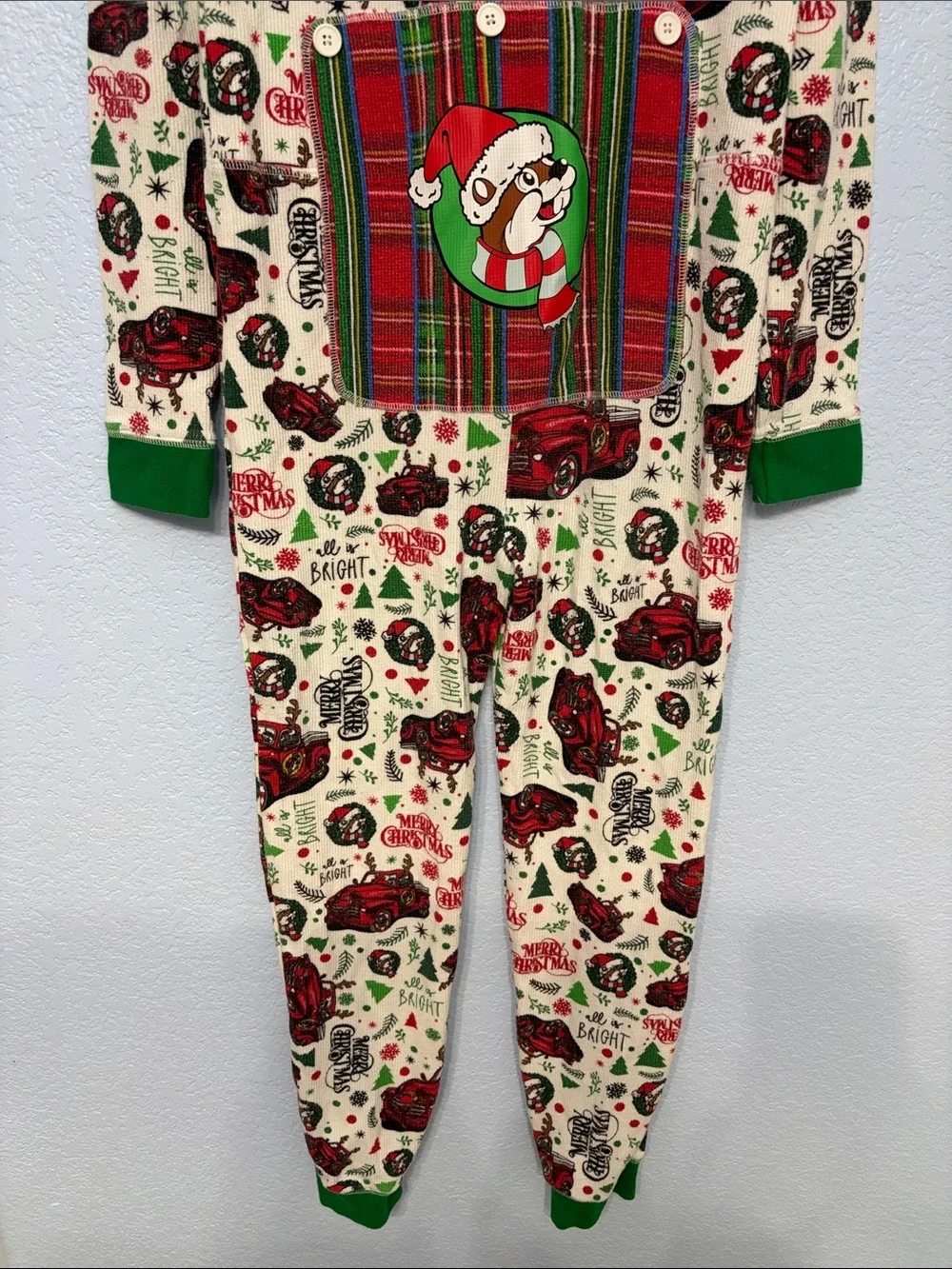 Buc-ee’s Holiday One-Piece Pajamas Bucee Christmas Truck Print Size YXL